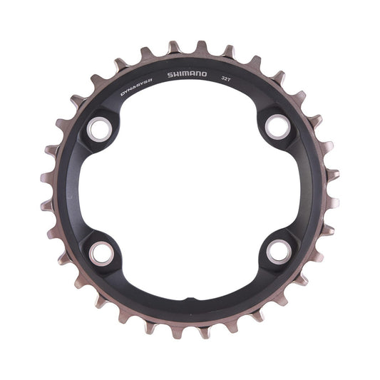 Prato único SHIMANO SLX M7000 11 velocidades, 4 furos, 96 mm — vista do prato sobre fundo branco