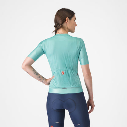 Camisola CASTELLI ESPRESSO Feminina Mangas Curtas Turquesa