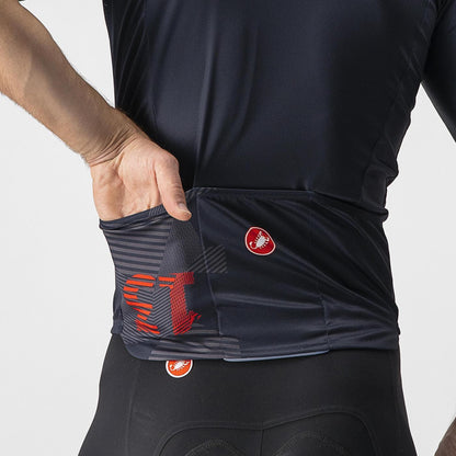 Maillot CASTELLI 13 SCREEN Mangas Curtas Azul/Vermelho