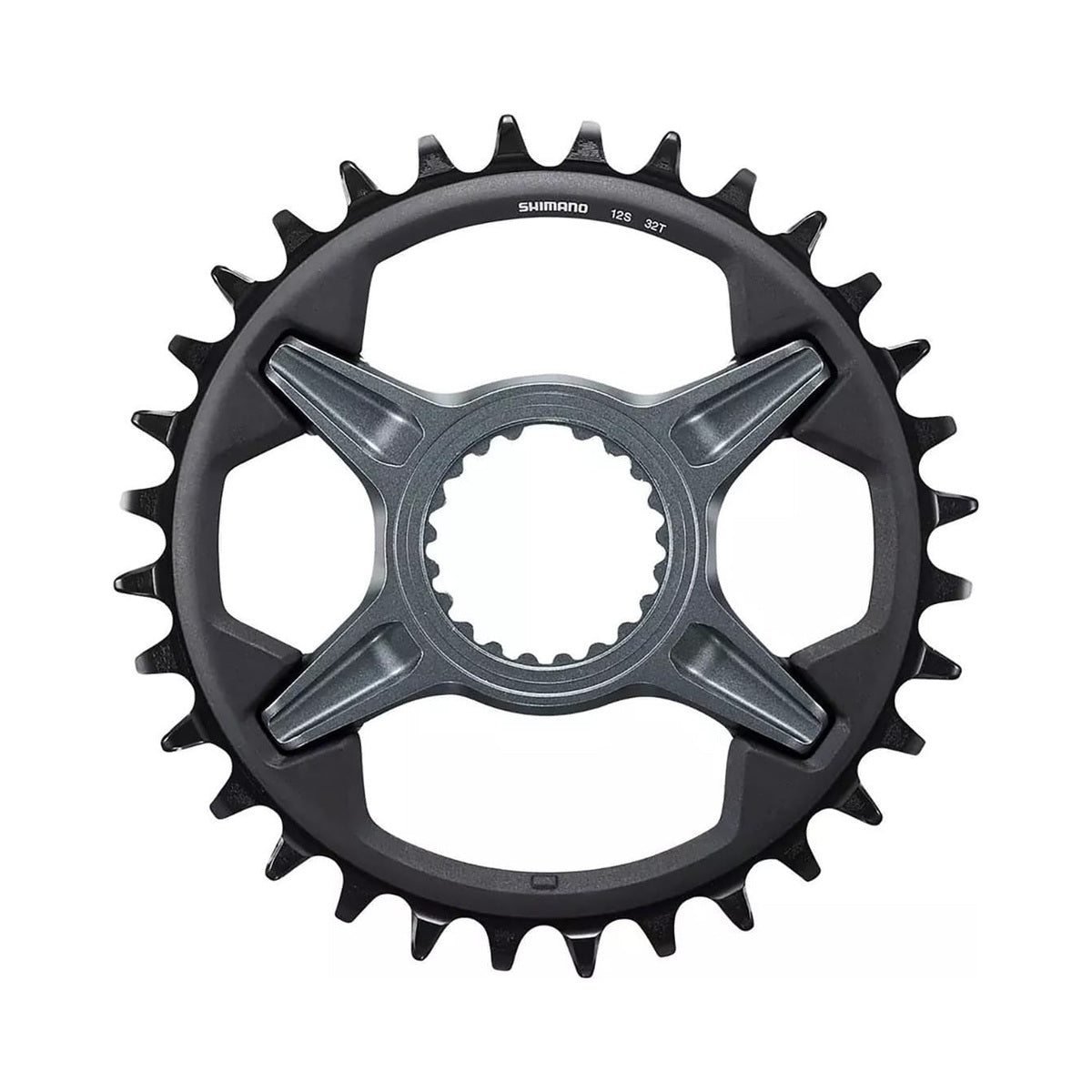 Prato único SHIMANO SLX M7100 12 velocidades de montagem direta — vista do prato sobre fundo branco