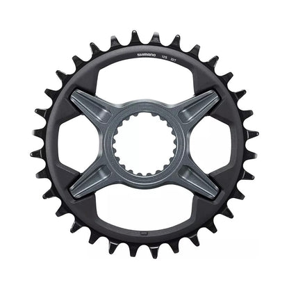 Prato único SHIMANO SLX M7100 12 velocidades de montagem direta — vista do prato sobre fundo branco