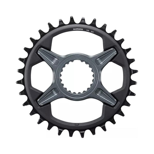 Prato único SHIMANO SLX M7100 12 velocidades de montagem direta — vista do prato sobre fundo branco