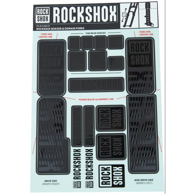 Kit de autocolantes para forquilha ROCKSHOX 35 mm de dupla coroa STEALTH MY18 para BOXXER/DOMAIN #11.4318.003.514