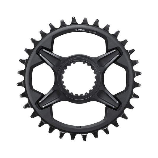 Prato único SHIMANO XT M8100 12 velocidades de montagem direta — vista do prato sobre fundo branco