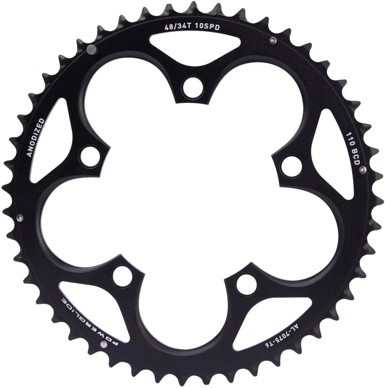 Prato exterior 10V SRAM Estrada 110 BCD GXP L-PIN em alumínio preto