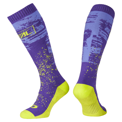 Meias O'NEAL PRO MX PAINT Violeta/Amarelo Fluorescente