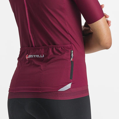 Maillot CASTELLI ENDURANCE W Feminino Mangas Curtas Bordô