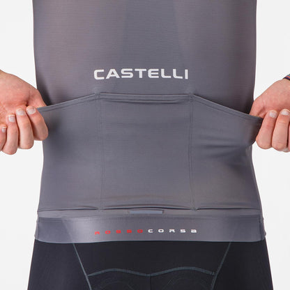 Maillot CASTELLI AERO RACE 8S Mangas Curtas Cinzento