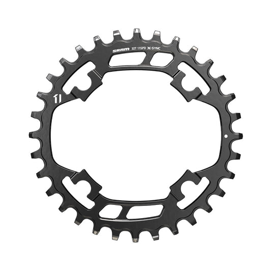 Prato único SRAM X-SYNC 11 velocidades, 4 furos, 94 mm, aço preto — vista do prato sobre fundo branco