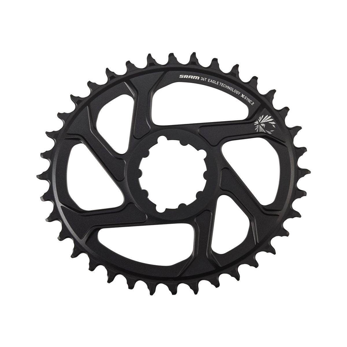 Prato único oval SRAM EAGLE X-SYNC2 BOOST 11/12 velocidades de montagem direta, offset de 3 mm, alumínio, preto — vista do prato sobre fundo branco