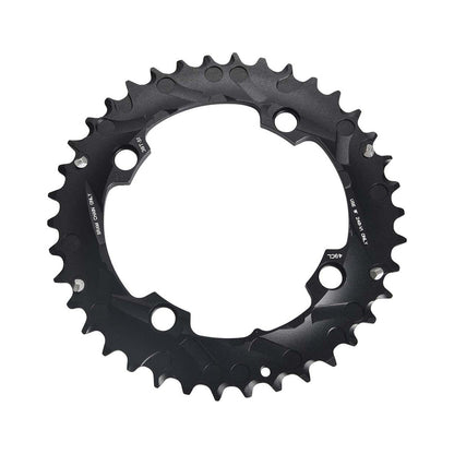 Prato exterior SRAM/TRUVATIV 10 velocidades, 4 furos, 104 mm, preto — vista do prato sobre fundo branco