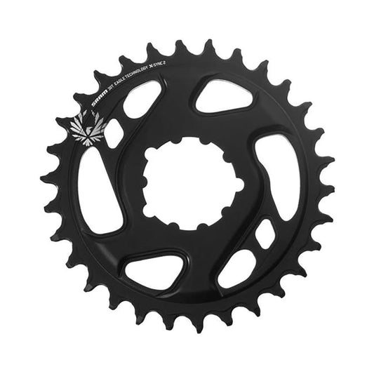 Prato único SRAM EAGLE X-SYNC 2 BOOST 11/12 velocidades de montagem direta, offset de 3 mm, alumínio, preto — vista do prato sobre fundo branco