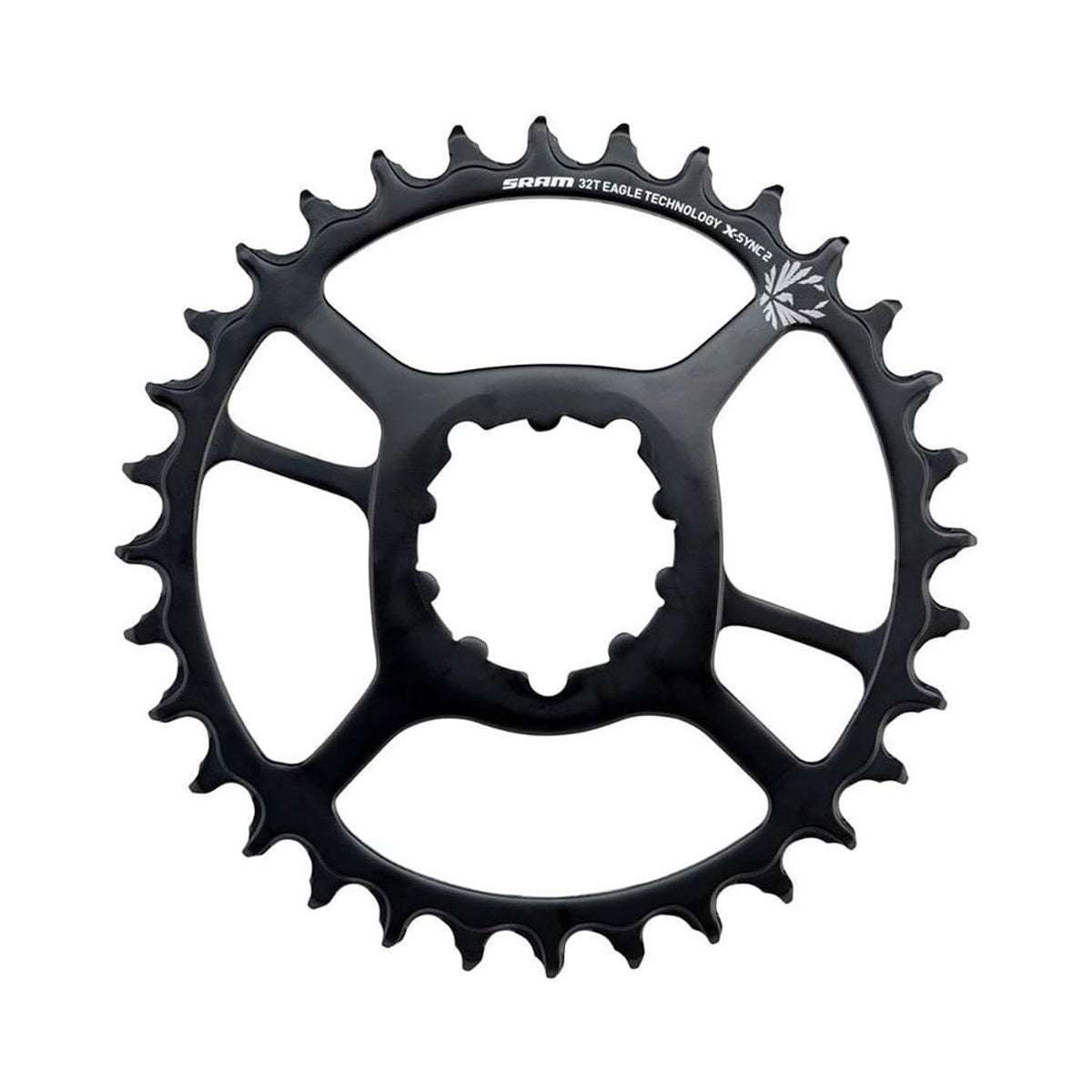 Prato único SRAM EAGLE X-SYNC 2 BOOST 11/12 velocidades de montagem direta, offset de 3 mm, aço, preto — vista do prato sobre fundo branco