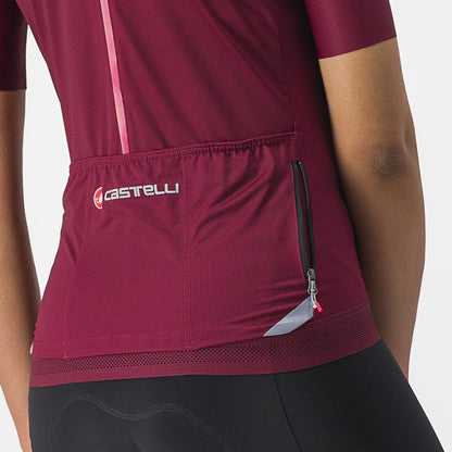 Maillot CASTELLI ENDURANCE W Feminino Mangas Curtas Bordô