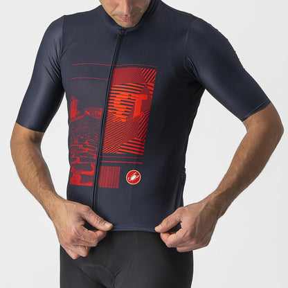 Maillot CASTELLI 13 SCREEN Mangas Curtas Azul/Vermelho