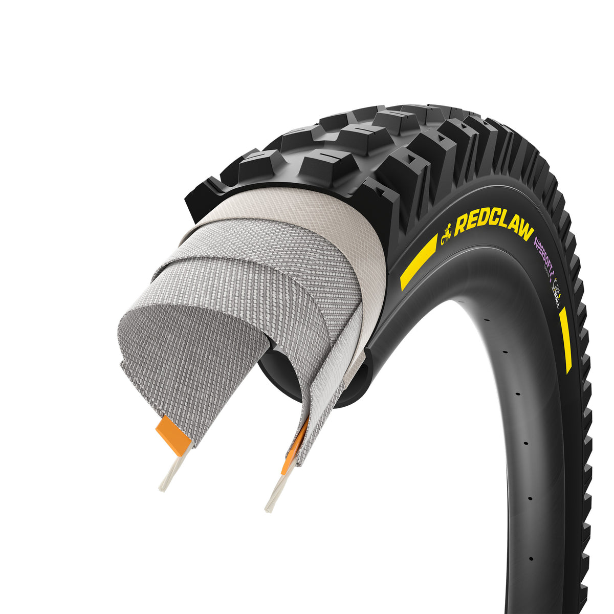 Pneu PIRELLI SCORPION RED CLAW 29x2.40 Supersoft DH+Wall Tubeless Ready de talão dobrável preto/amarelo Team Edition