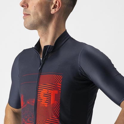 Maillot CASTELLI 13 SCREEN Mangas Curtas Azul/Vermelho