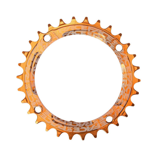 Plateau Mono RACE FACE NARROW WIDE 9/10/11/12V 4 Trous 104mm Orange — vue du plateau sur fond blanc