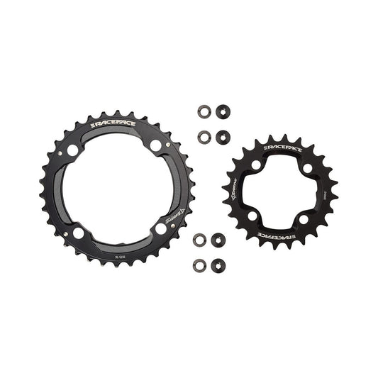 Conjunto de dois pratos RACE FACE TURBINE 11 velocidades, preto — vista do prato sobre fundo branco