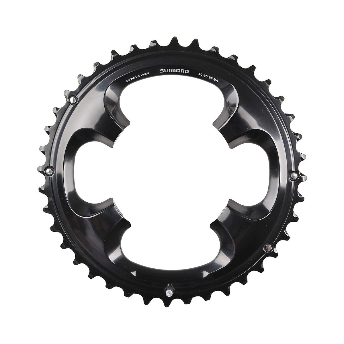 Prato exterior SHIMANO XT M8000 11 velocidades, pedaleiro triplo, 4 furos, 96 mm — vista do prato sobre fundo branco