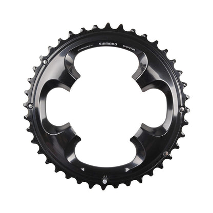 Prato exterior SHIMANO XT M8000 11 velocidades, pedaleiro triplo, 4 furos, 96 mm — vista do prato sobre fundo branco