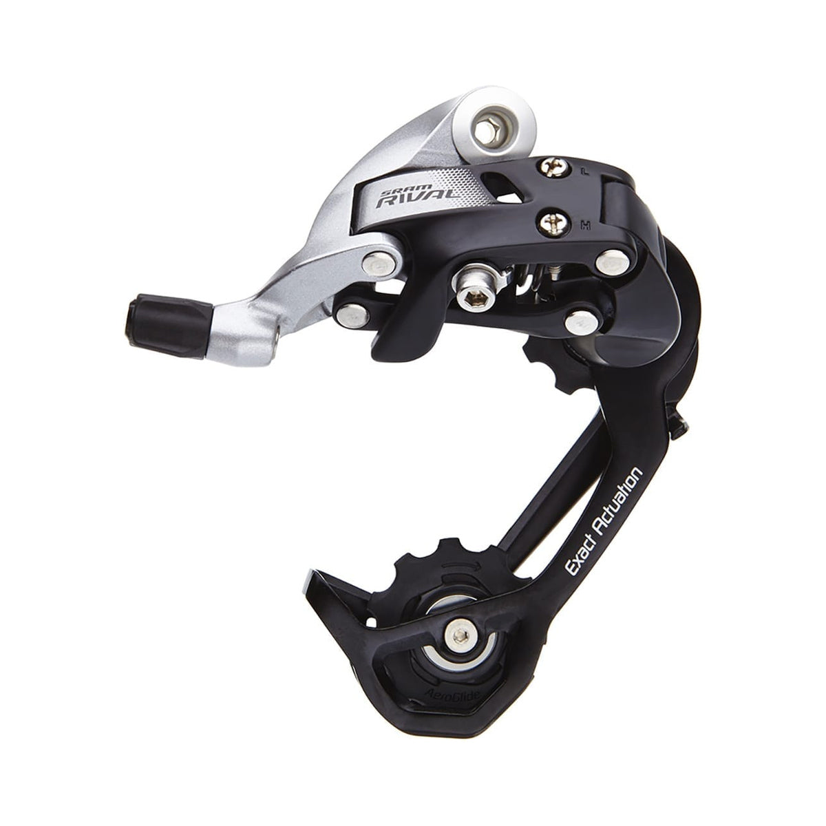 Desviador traseiro SRAM RIVAL 22 11V de caixa média – vista do produto sobre fundo branco