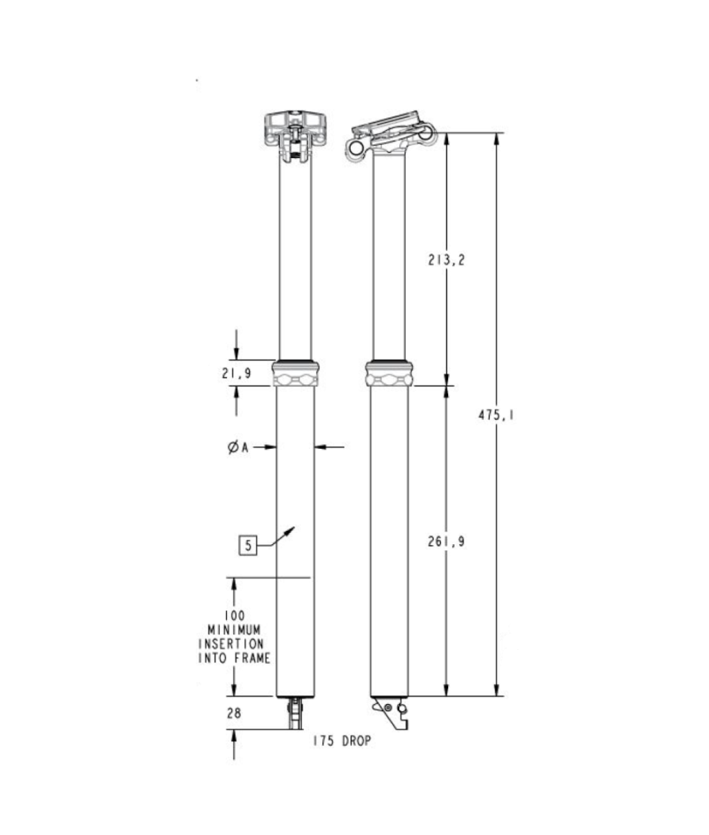 Espigão de selim telescópico FOX RACING SHOX TRANSFER FACTORY 175 mm