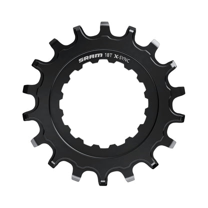 Prato único para BTT elétrica SRAM EX1 X-SYNC, preto — vista do prato sobre fundo branco