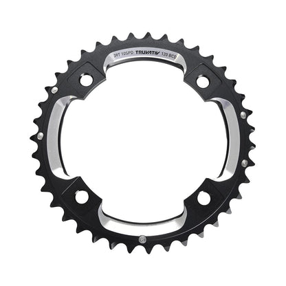Prato exterior SRAM MTB 120BCD S2 10 velocidades, 4 furos, 120 mm — vista do prato sobre fundo branco