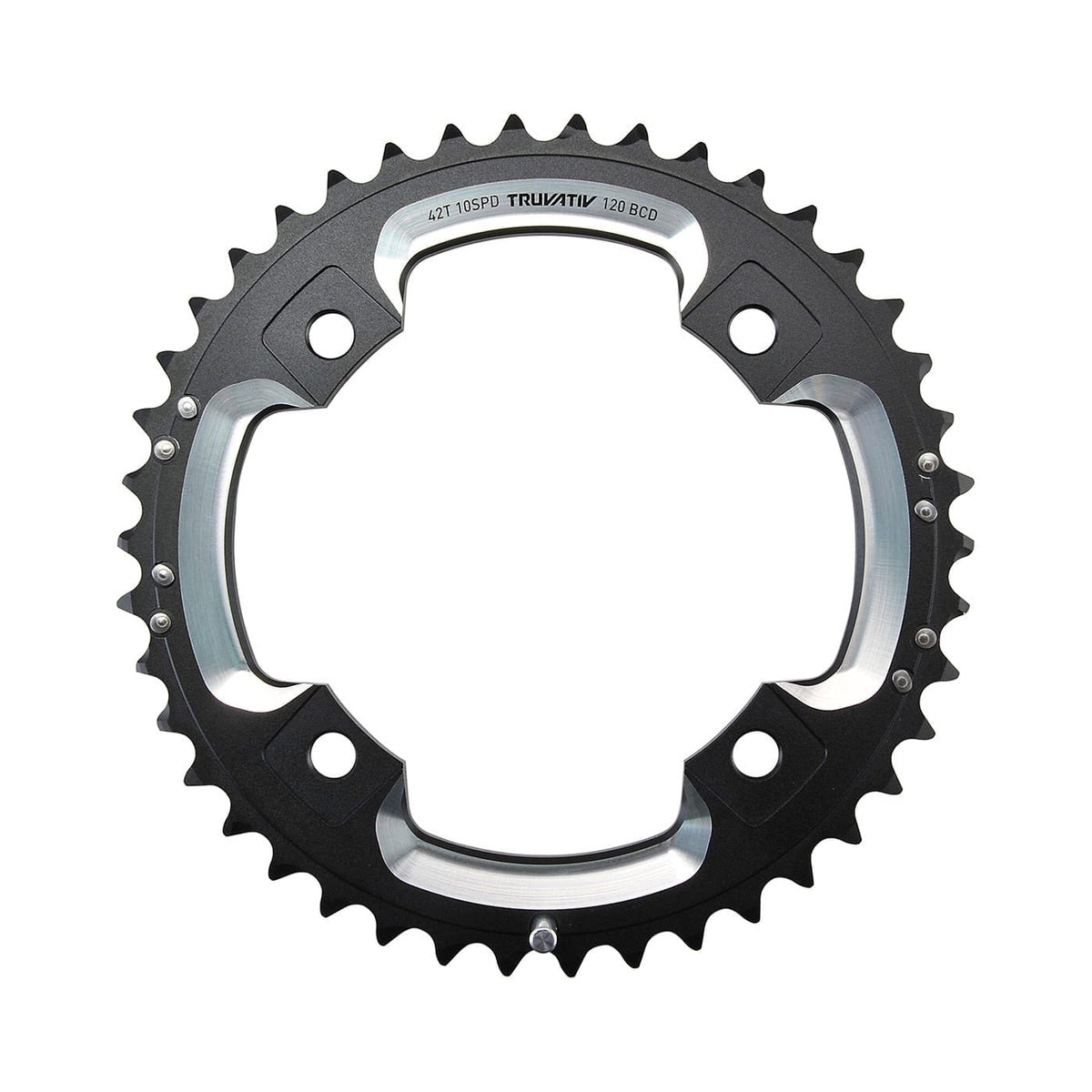 Prato exterior SRAM S2 10 velocidades, 4 furos, 120 mm — vista do prato sobre fundo branco
