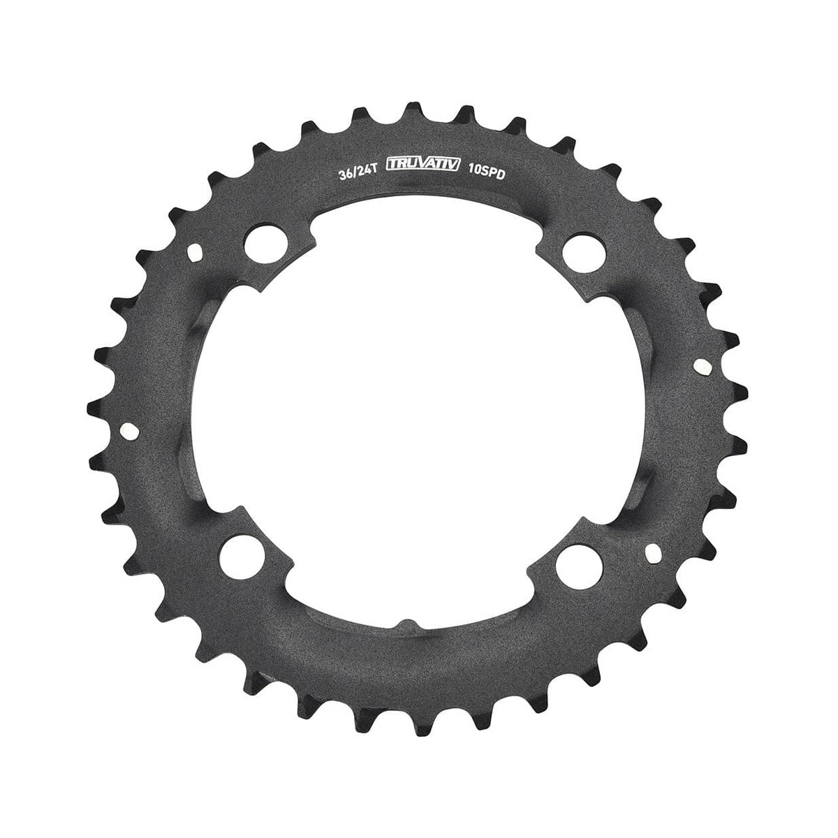 Prato exterior SRAM MTB 104BCD SPECIALIZED 10 velocidades, 4 furos, 104 mm — vista do prato sobre fundo branco