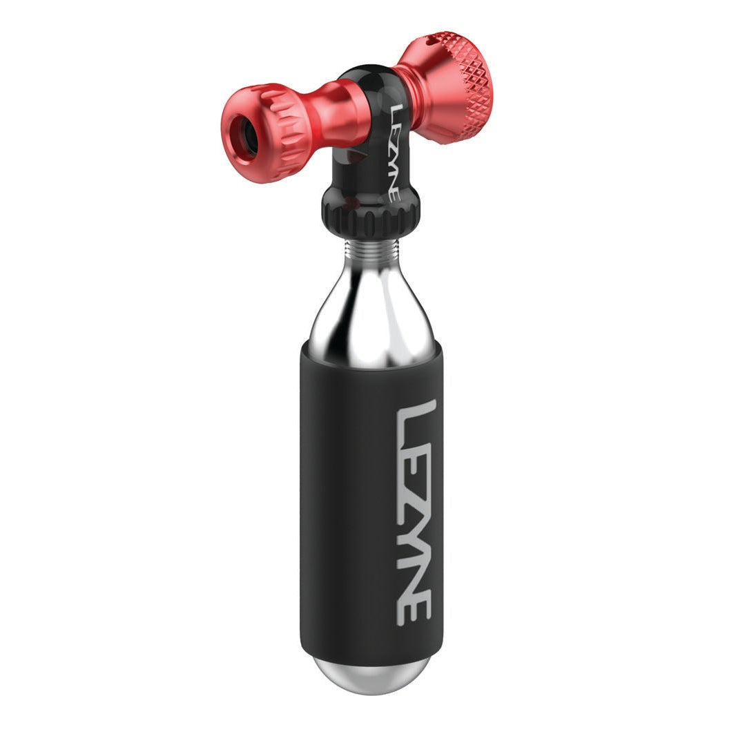 Inflador de CO2 LEZYNE CONTROL DRIVE + cartucho de CO2 roscado vermelho