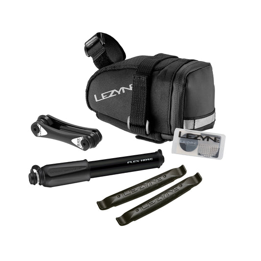 Bolsa de selim LEZYNE Caddy M preta com bomba de mão Sport Drive HP