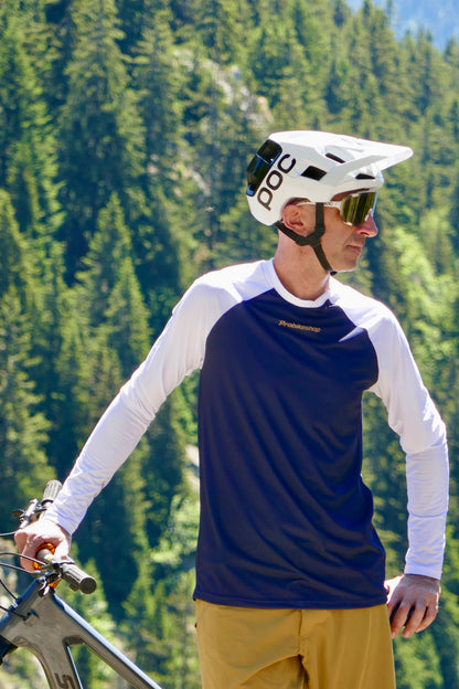Maillot PROBIKESHOP By CHEF DE FILE FREERIDE Mangas Compridas Azul Marinho/Branco