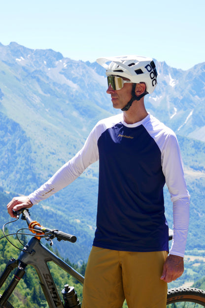 Maillot PROBIKESHOP By CHEF DE FILE FREERIDE Mangas Compridas Azul Marinho/Branco