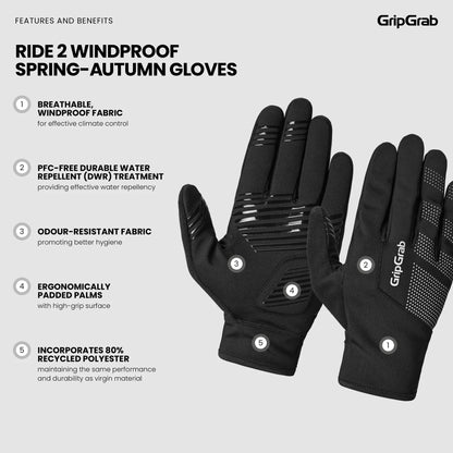 Luvas GRIPGRAB RIDE 2 WINDPROOF SPRING AUTUMN Amarelo