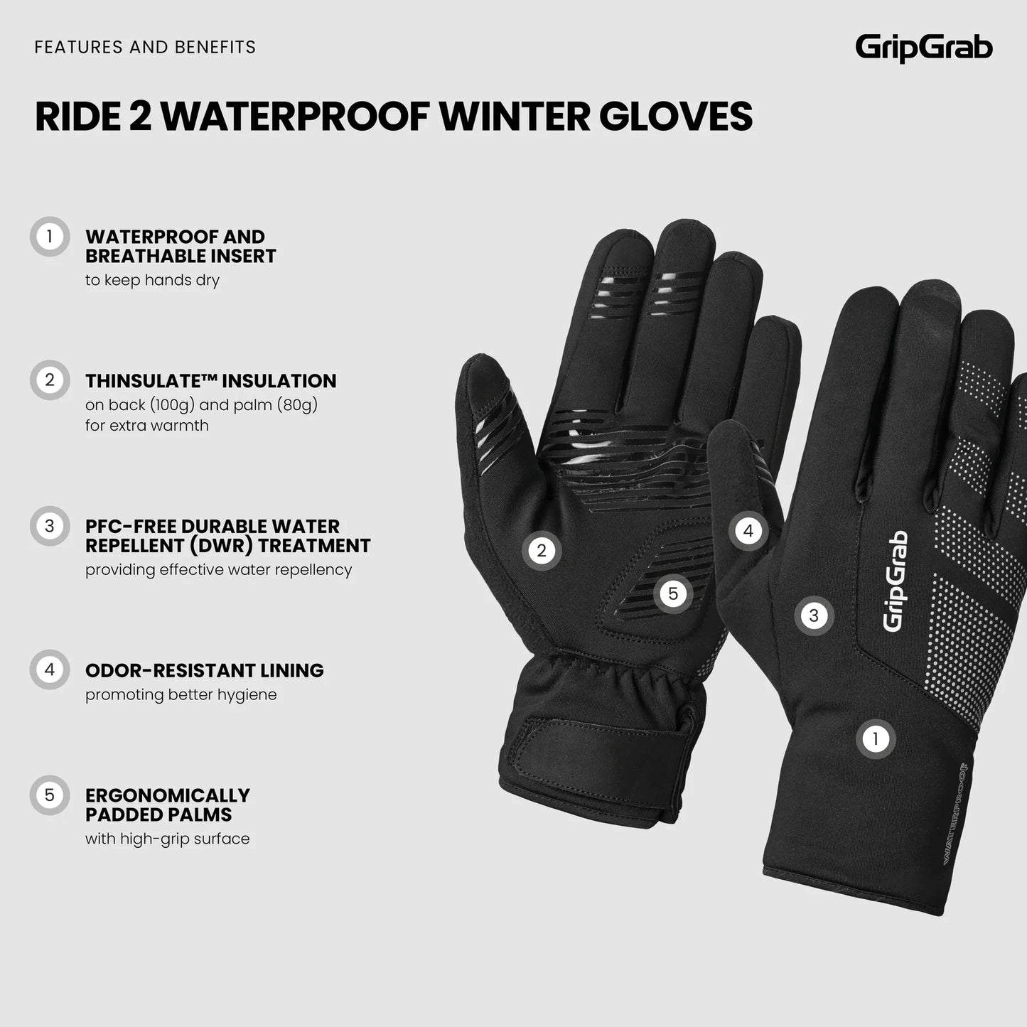 Luvas de inverno GRIPGRAB RIDE 2 WINDPROOF Amarelo