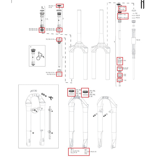 Kit completo de vedantes ROCKSHOX SOLO AIR para suspensão #11.4018.056.000