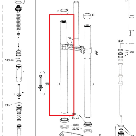Reta de mergulho ROCKSHOX 38MM BOXXER D1+(2024+) Preto