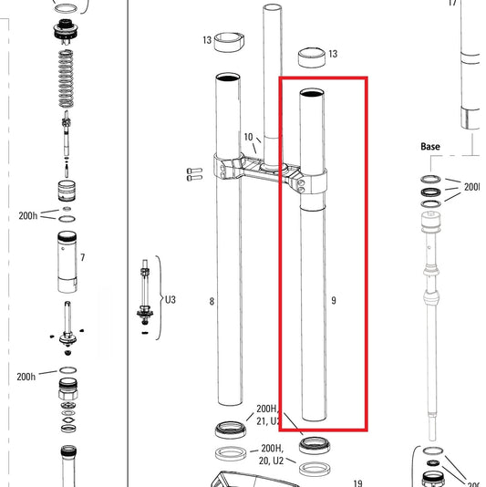 Mergulho esquerdo ROCKSHOX 38MM BOXXER D1+(2024+) Preto