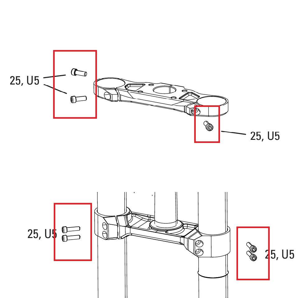 Kit de parafusos para a coroa da forquilha ROCKSHOX BOXXER D1 (2024+)