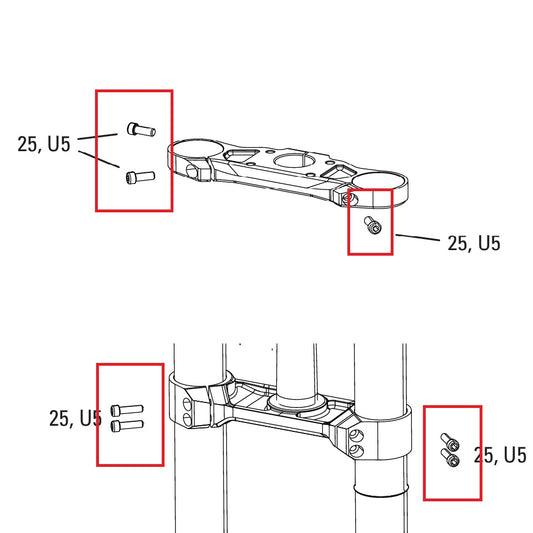 Kit de parafusos para a coroa da forquilha ROCKSHOX BOXXER D1 (2024+)