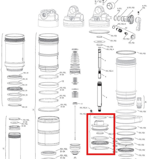 Kit de pistão com cabeça de vedação para o amortecedor ROCKSHOX MONARCH B1(PLUS. RL. XX). C1(R.RT.RT3). D1(RT3)