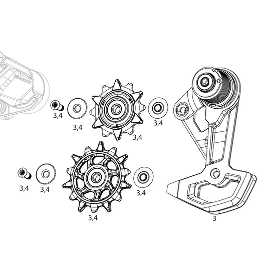 SRAM XX DH T-TYPE EAGLE AXS Completo 7 Velocidades Desviador Traseiro Cage