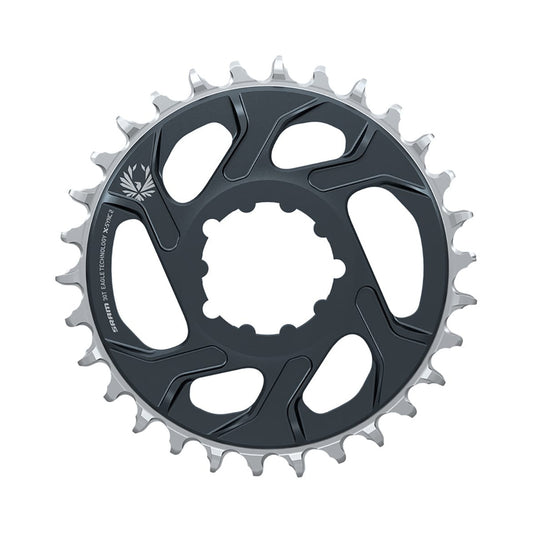 Plateau Mono SRAM EAGLE X-SYNC 2 BOOST 11/12V Direct Mount Offset 3mm Lunargrey — vue du plateau sur fond blanc