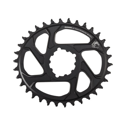 Prato único oval SRAM EAGLE X-SYNC2 12 velocidades, montagem direta, offset de 6 mm — vista do prato sobre fundo branco
