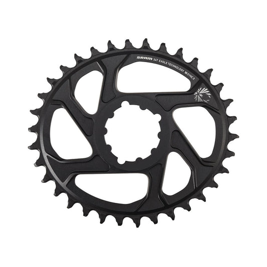 Prato único oval SRAM EAGLE X-SYNC2 12 velocidades, montagem direta, offset de 6 mm — vista do prato sobre fundo branco