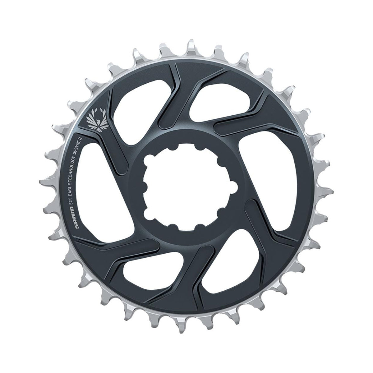 Plateau Mono SRAM X-SYNC 2 EAGLE 12V Direct Mount Offset 4mm Lunar Grey — vue du plateau sur fond blanc