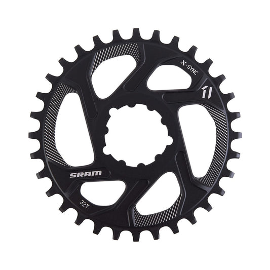 Prato único SRAM X-SYNC de dentes estreitos e largos, BOOST, 11 velocidades, montagem direta, offset de 3 mm — vista do prato sobre fundo branco