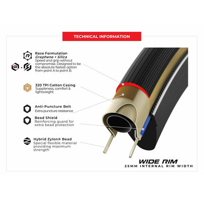 Pneu VITTORIA CORSA PRO WIDE Grapheno G2.0 apto para tubeless bege